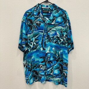 Jams World Hawaiian Shirt Men's XL Blue Moon Tropical Made USA Beach Palm